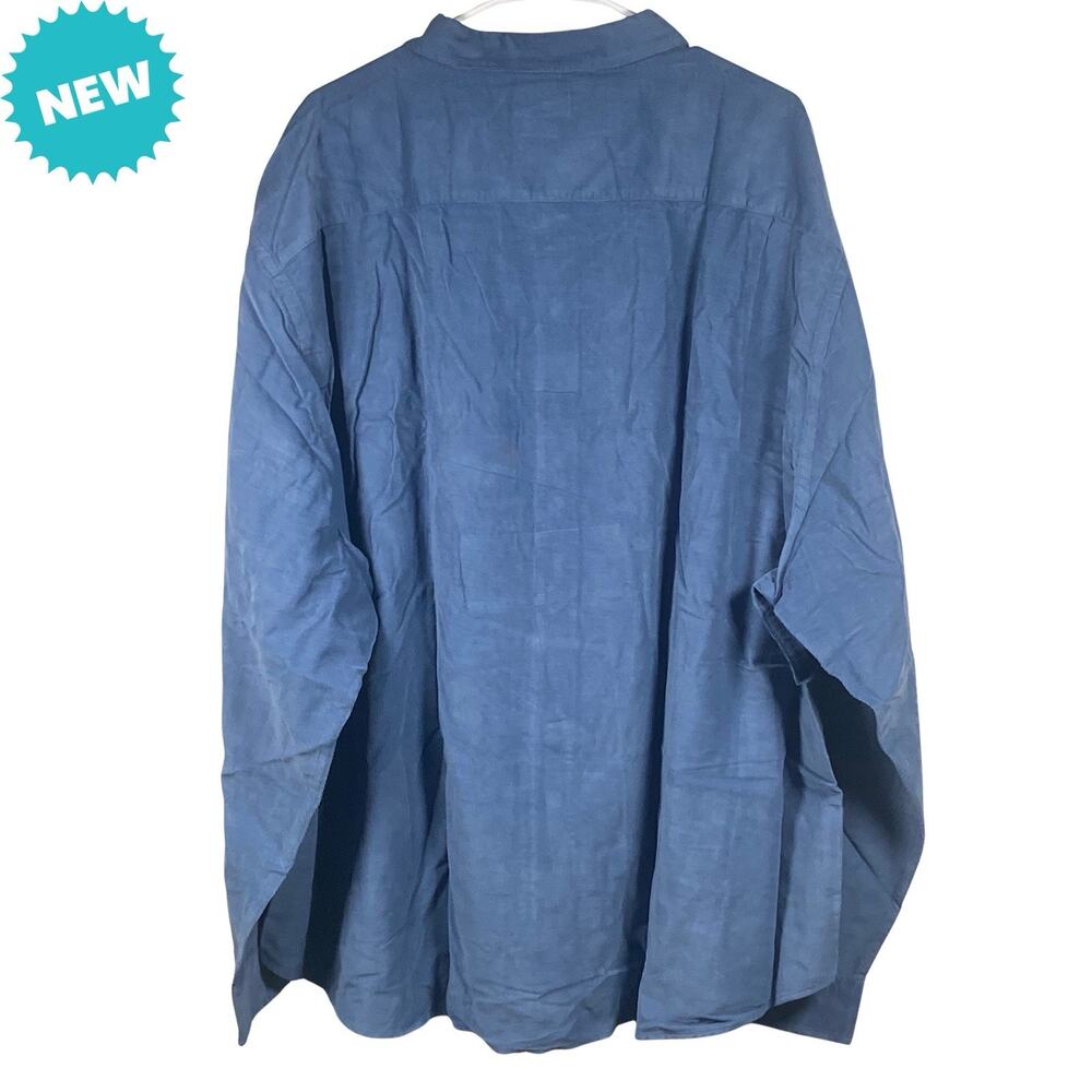 Haggar Corduroy Men's 4XLT Big & Tall Button-Down Shirt Long Sleeve Blue Soft - Picture 2 of 7